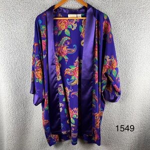 Victoria Secret Women’s One Size Gold Label‎ Purple Floral Rose Robe Vintage